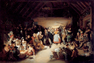 Celebración del Samaín en Irlanda. Pintado por Daniel Maclise, 1833